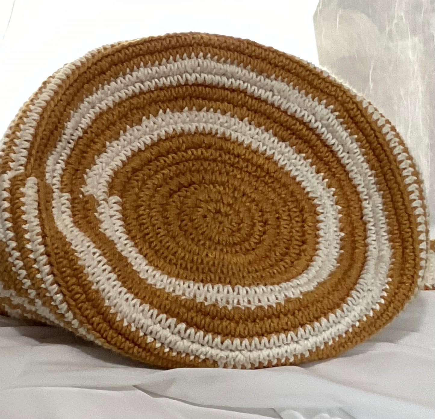 Golden Sun Geometric Crochet Shoulder Bag | Handmade Guatemalan Crochet Bag | Mustard & White Geometric Artisan Shoulder Purse