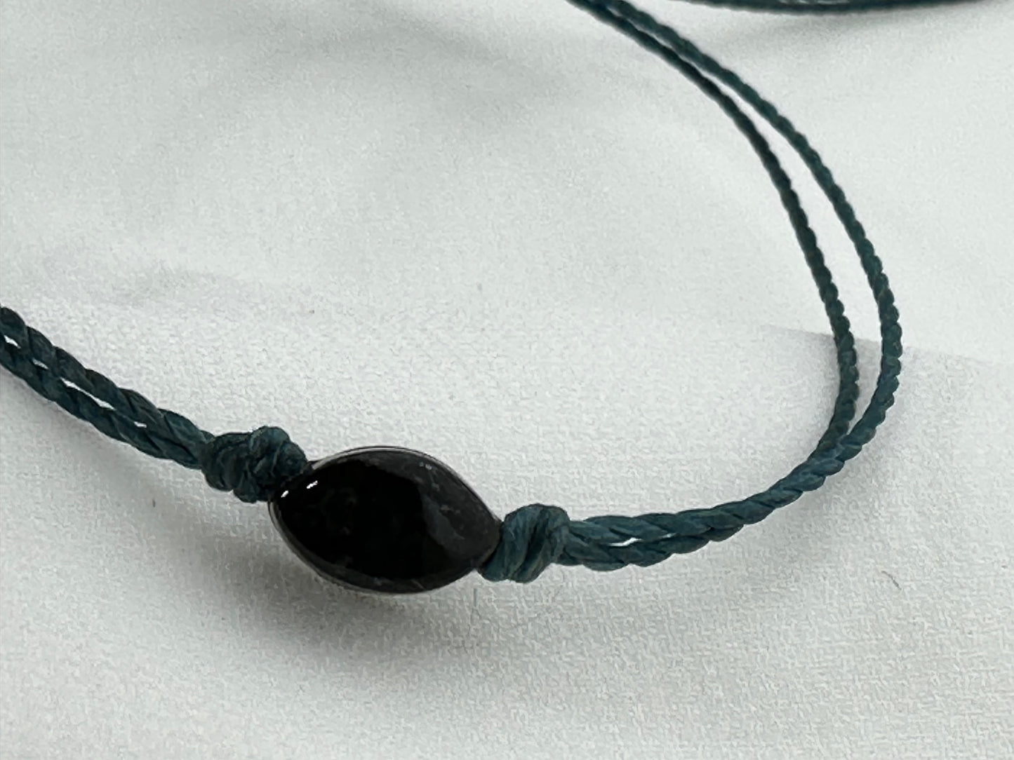 Handmade Guatemalan Black Jade Bracelet | Bead Teal Cord Artisan Made