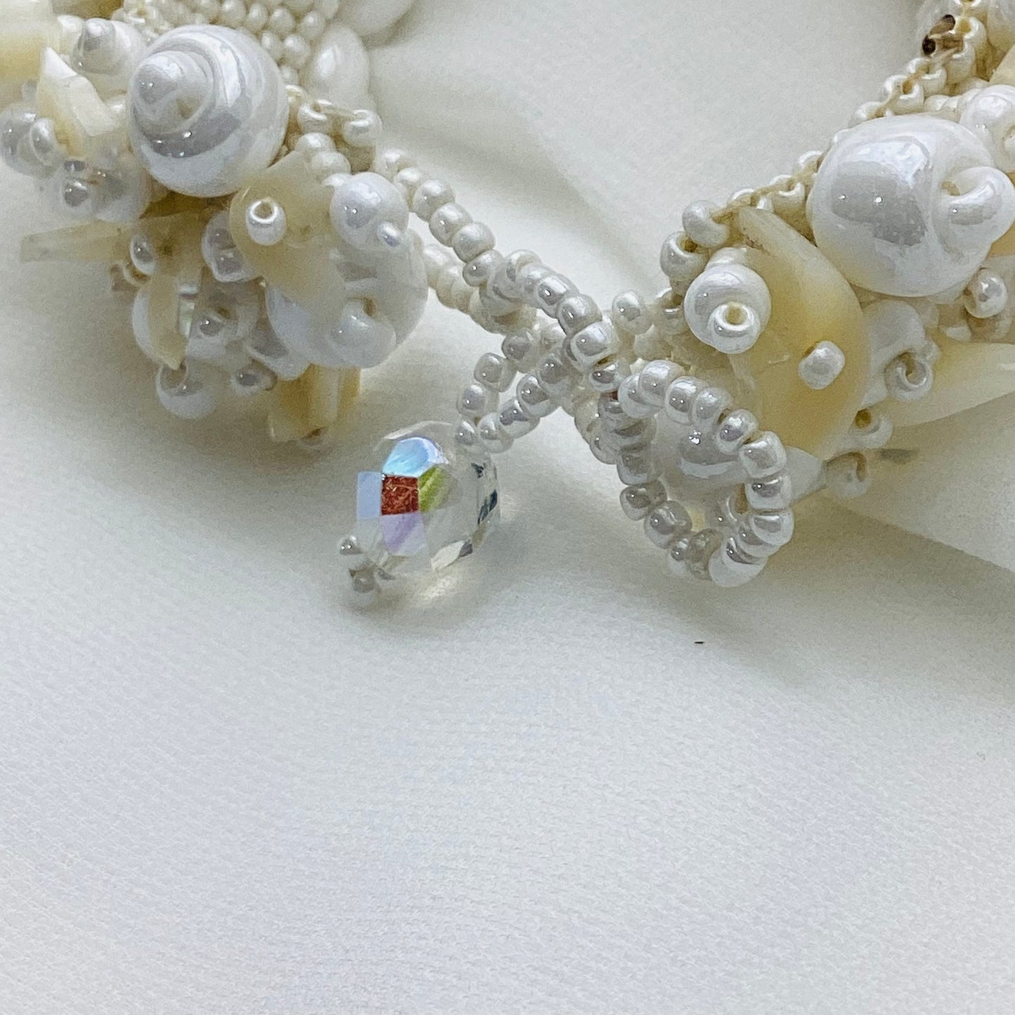 Handcrafted White Seed Bead Bracelet