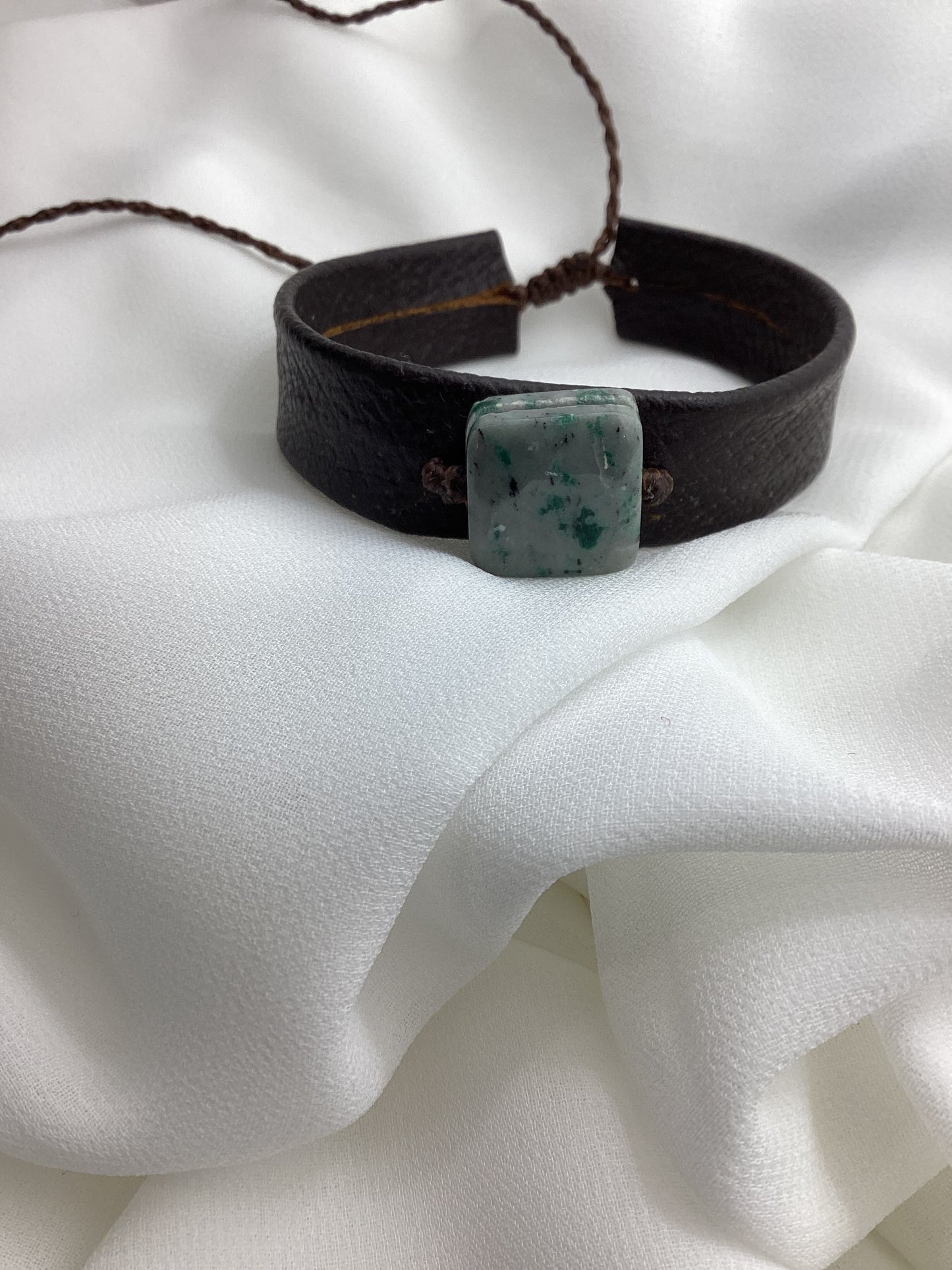 Jade & Leather Artisan Bracelet