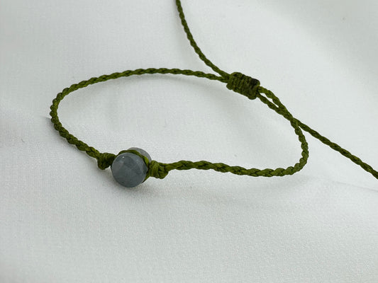 Dainty Guatemalan Blue Gray Jade Bead Stacking Bracelet