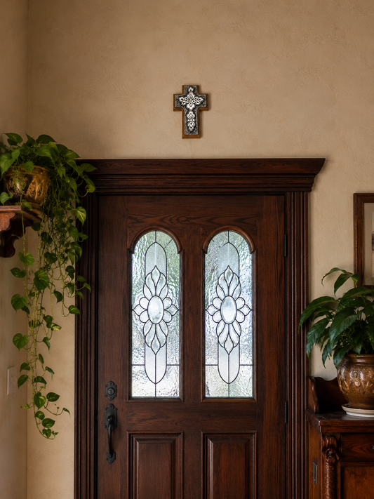 Handcrafted Mahogany and Hammered Metal Cross | Artisan Wall Decor from Antigua Guatemala