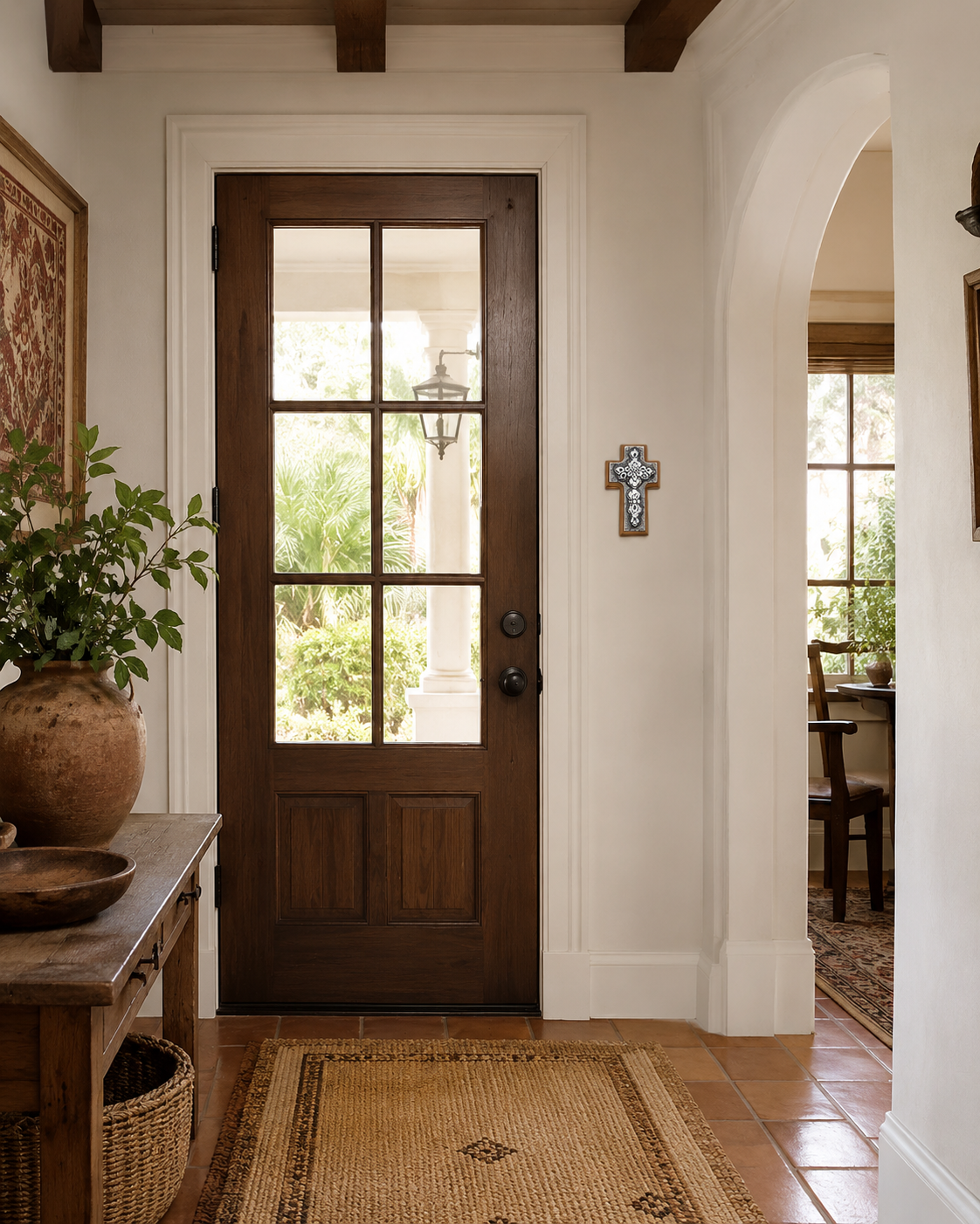 Handcrafted Mahogany and Hammered Metal Cross | Artisan Wall Decor from Antigua Guatemala