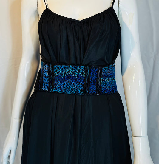 Vintage Handwoven Blue Guatemalan Faja (Traditional Belt/Sash)