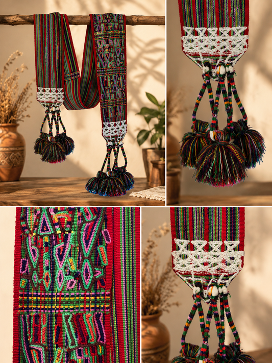 Vintage Ceremonial Mayan Faja from the Nebaj Region of Guatemala