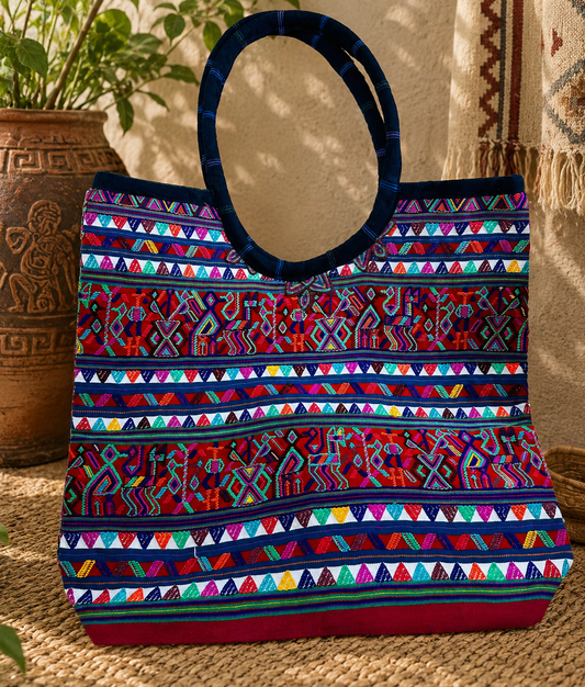 Crimson Triangle Menagerie Huipil Market Tote