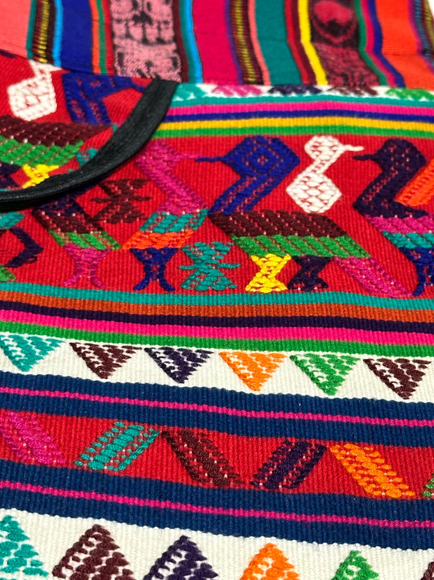 Handcrafted Guatemalan Huipil | Festival of Birds Huipil Tote with Front Pocket