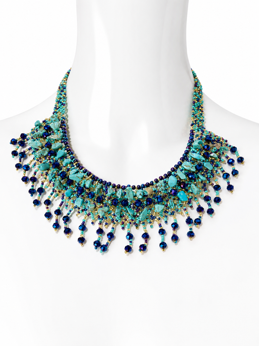 Turquoise & Sapphire Blue Statement Necklace