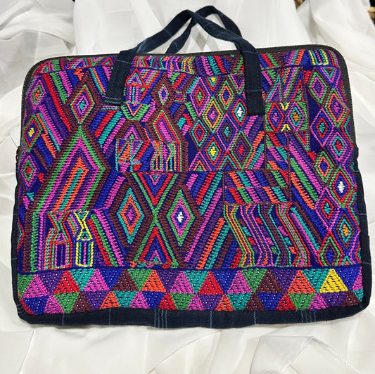 Handcrafted Padded Laptop Bag | Guatemalan Textile | Embroidered Design