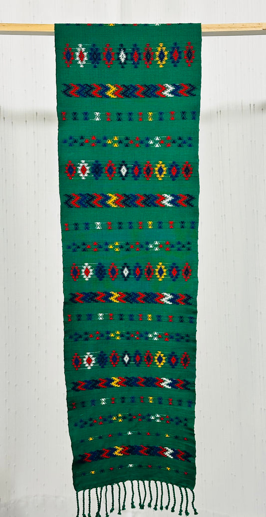 Handwoven Guatemalan Table Runner | Emerald Green Artisan Textile