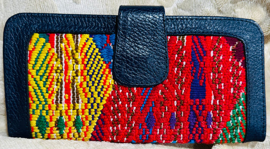 Handmade Guatemalan Huipil Wallet Black |Leather Artisan Wallet