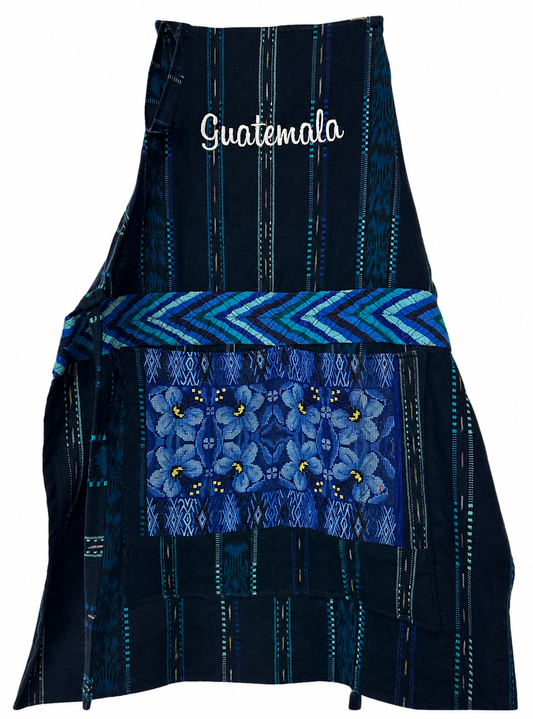 Guatemala Artisan Apron | Blue Floral Pocket