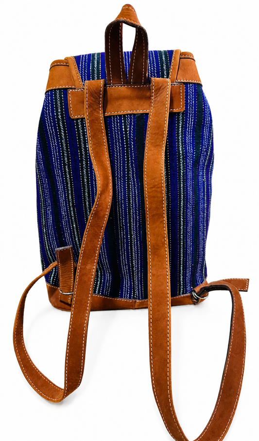 Handcrafted Guatemalan Textile Backpack with Genuine Leather Trim