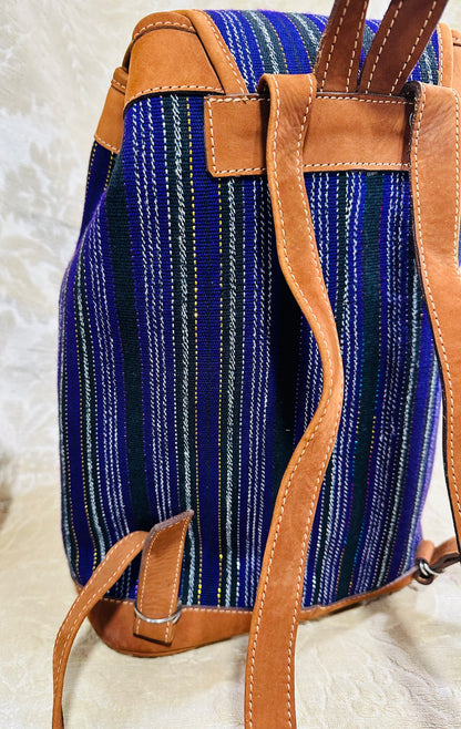 Handcrafted Guatemalan Textile Backpack with Genuine Leather Trim