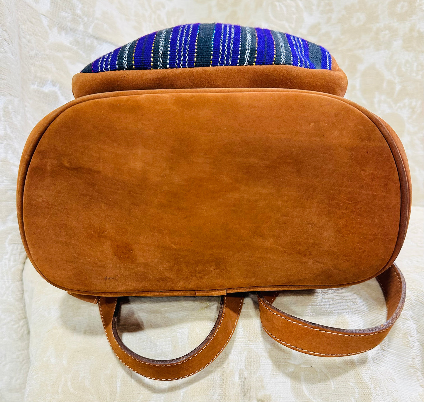 Handcrafted Guatemalan Textile Backpack with Genuine Leather Trim