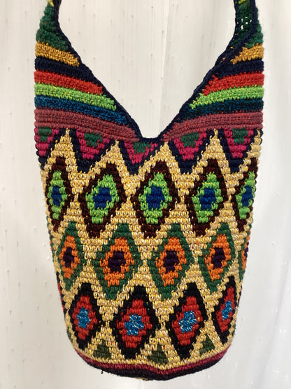 Festival Diamond Crochet Mochila Bag | Handmade Guatemalan Crochet Bag | Multicolor Diamond Mochila | Boho