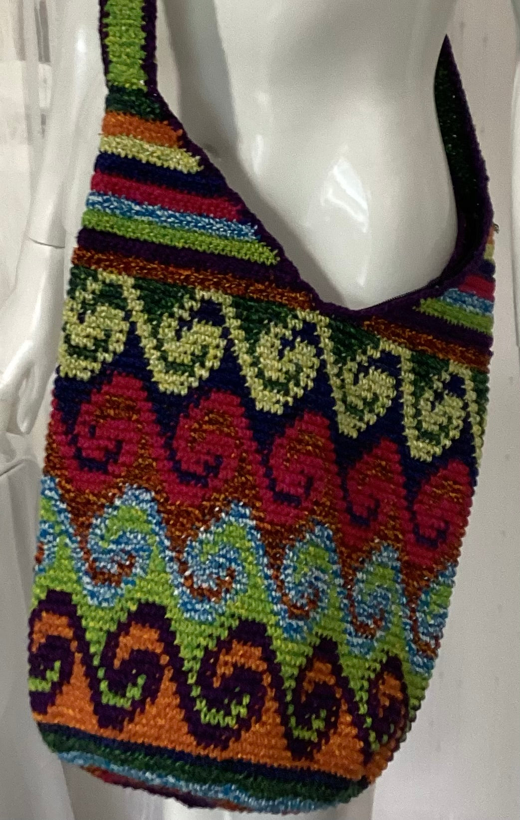 Handmade in Guatemalan | Vibrant Spiral Wave Mochila | Colorful Shoulder Tote