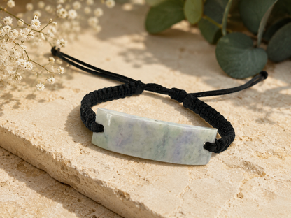 Artisan Guatemalan Lavender Jade & Leather Bracelet