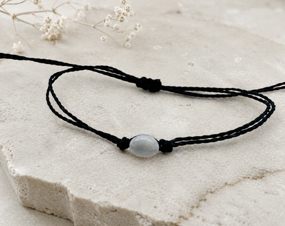Guatemalan Gray Jade Bead Bracelet | Pink Cord | Stacking | Handmade