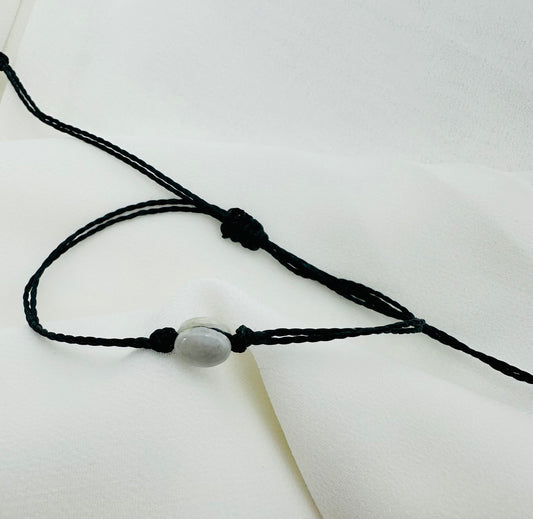 Guatemalan Gray Jade Bead Bracelet | Pink Cord | Stacking | Handmade