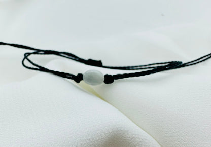 Genuine  Jade Guatemalan Artisan Bracelet Grey Waxed Cord Unisex