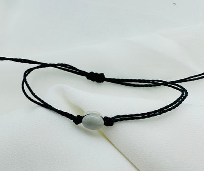 Genuine  Jade Guatemalan Artisan Bracelet Grey Waxed Cord Unisex
