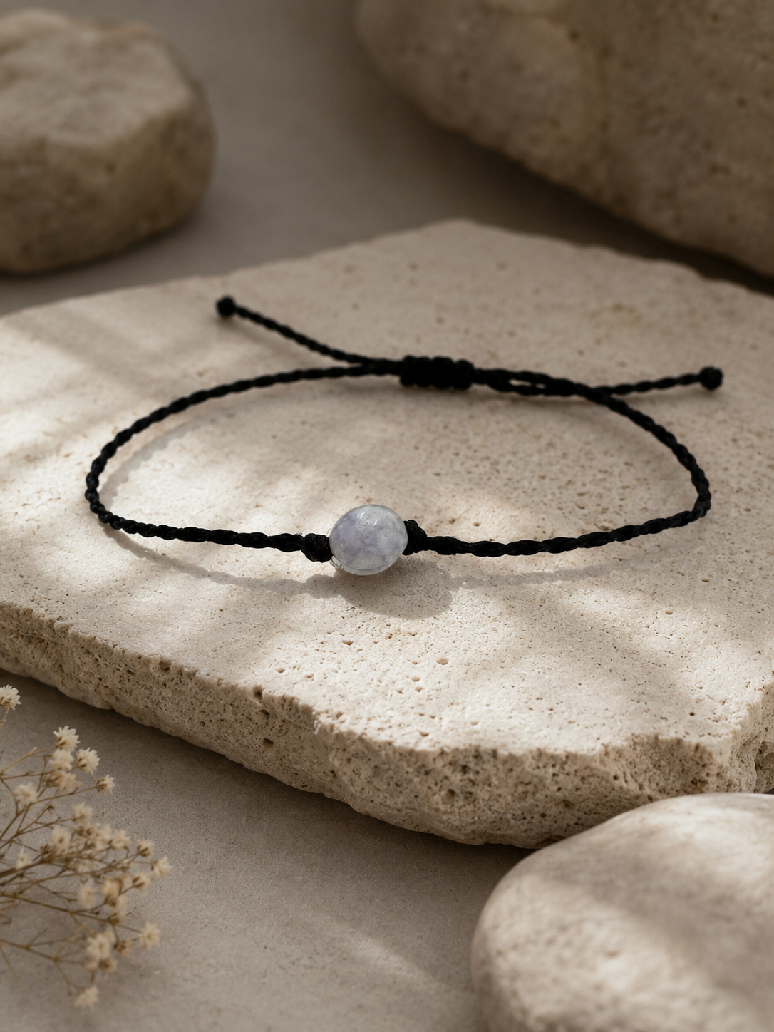 Handmade Guatemalan Lavender Jade Bracelet | Adjustable Black Cord