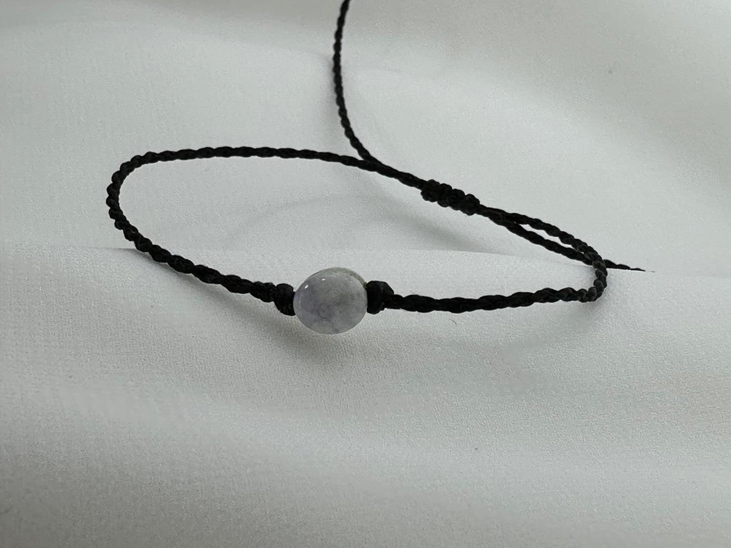 Handmade Guatemalan Lavender Jade Bracelet | Adjustable Black Cord