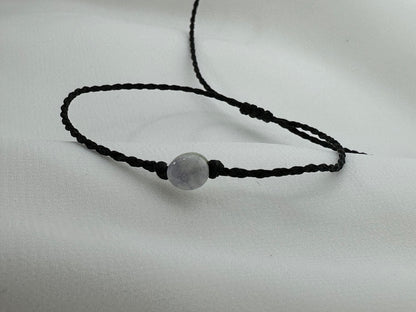 Handmade Guatemalan Lavender Jade Bracelet | Adjustable Black Cord