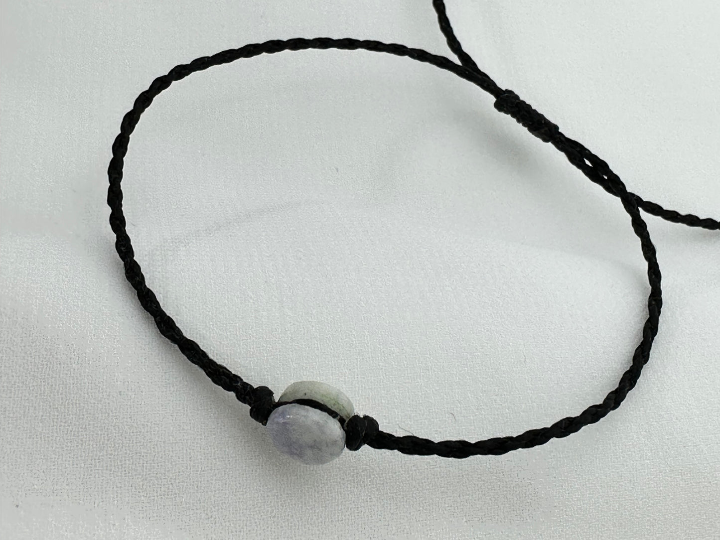Handmade Guatemalan Lavender Jade Bracelet | Adjustable Black Cord