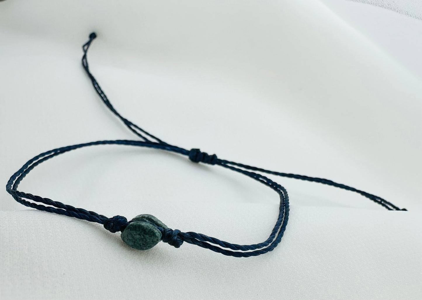 Handmade Guatemalan Green Jade Bracelet | Bead Navy Blue Cord Artisan Made