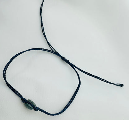 Handmade Guatemalan Green Jade Bracelet | Bead Navy Blue Cord Artisan Made