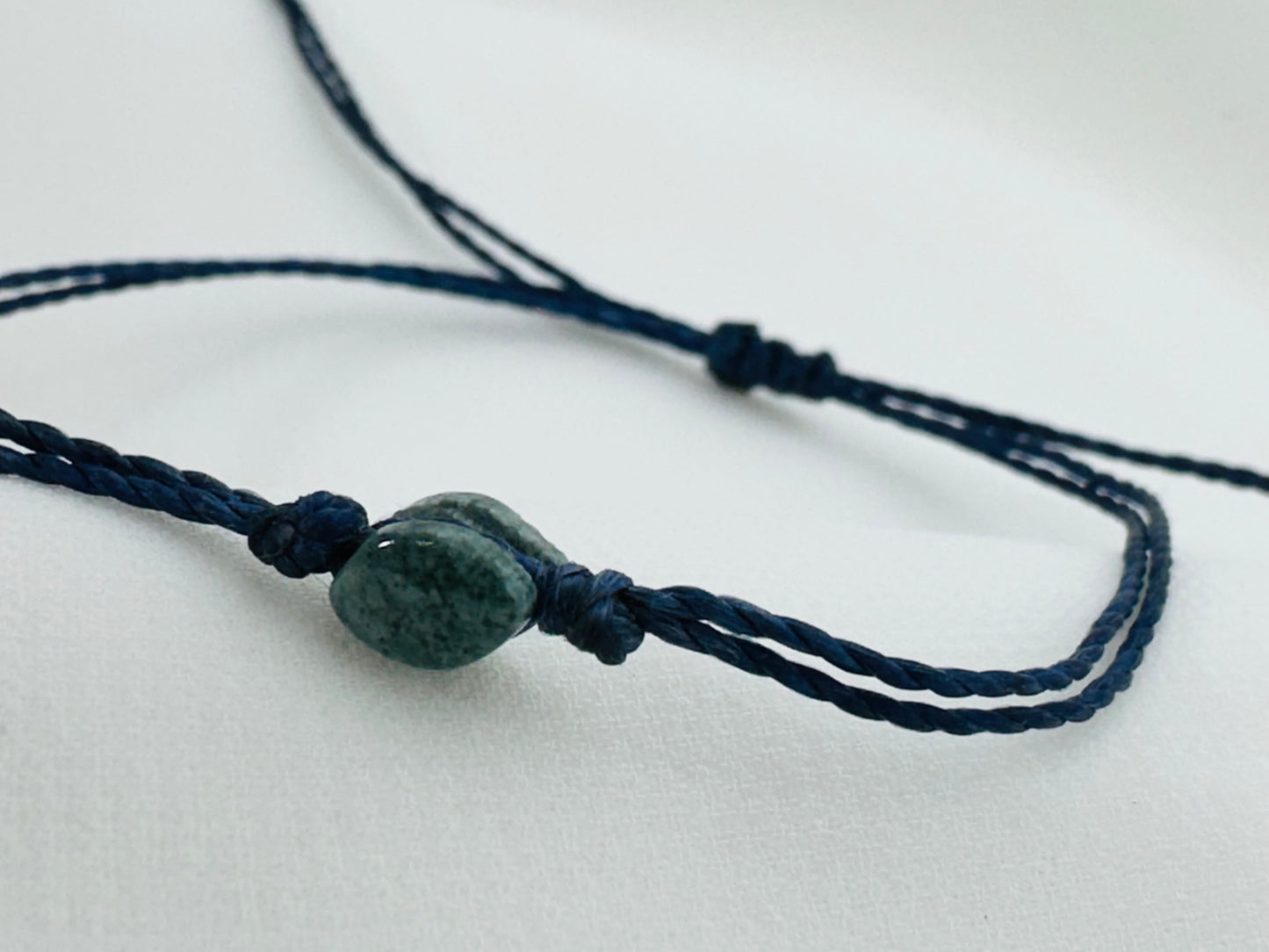 Handmade Guatemalan Green Jade Bracelet | Bead Navy Blue Cord Artisan Made