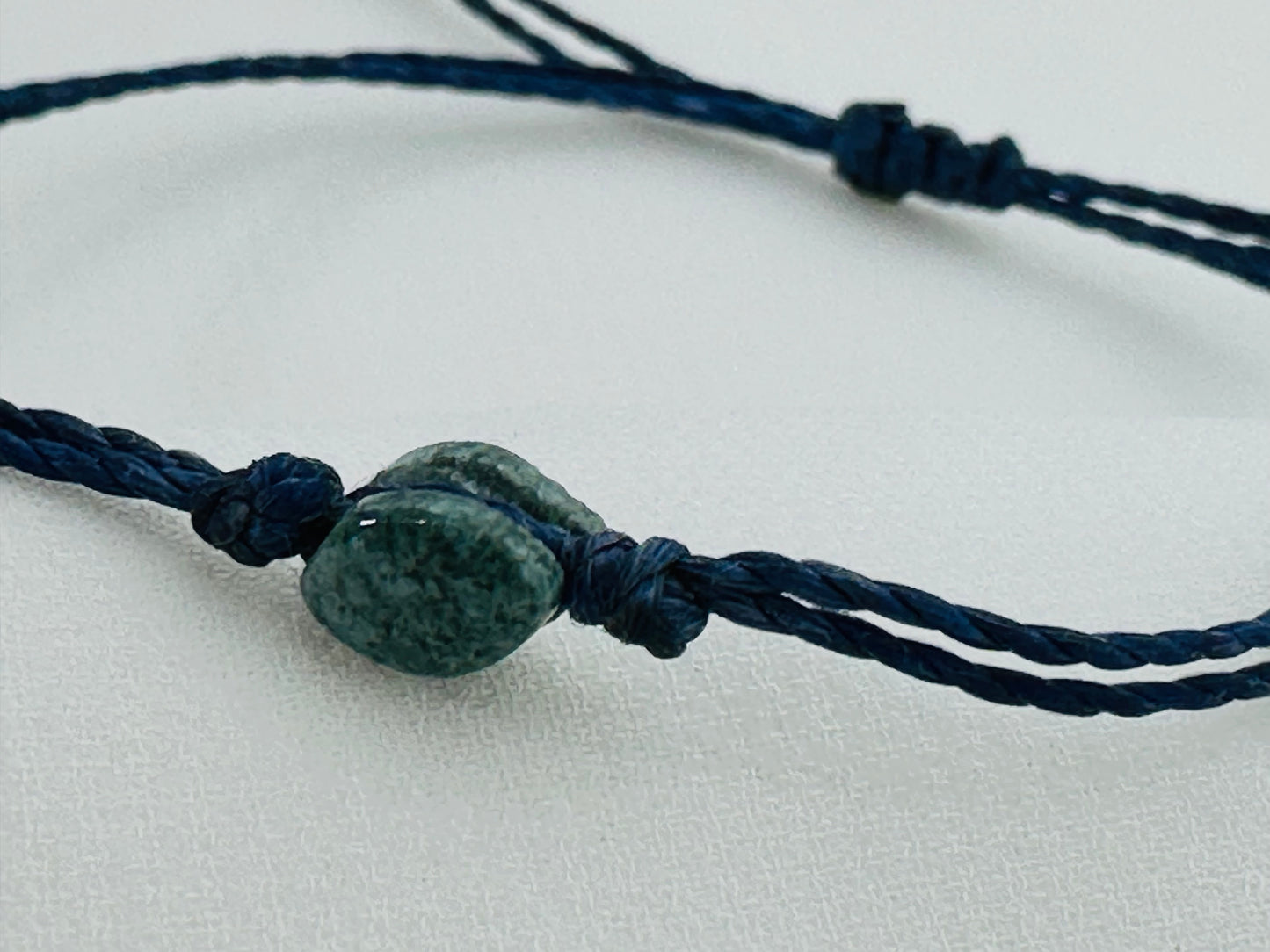 Handmade Guatemalan Green Jade Bracelet | Bead Navy Blue Cord Artisan Made