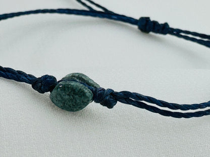 Handmade Guatemalan Green Jade Bracelet | Bead Navy Blue Cord Artisan Made