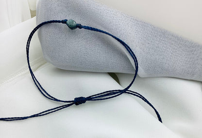 Handmade Guatemalan Green Jade Bracelet | Bead Navy Blue Cord Artisan Made