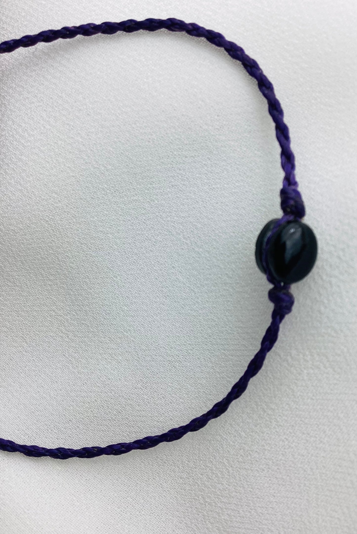 Boho Mystic Black Jade Bracelet With Purple Cord| Handmade Guatemala