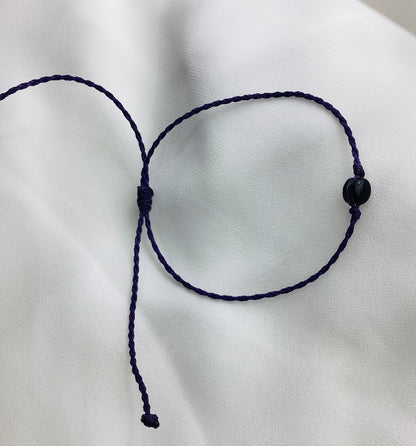 Boho Mystic Black Jade Bracelet With Purple Cord| Handmade Guatemala
