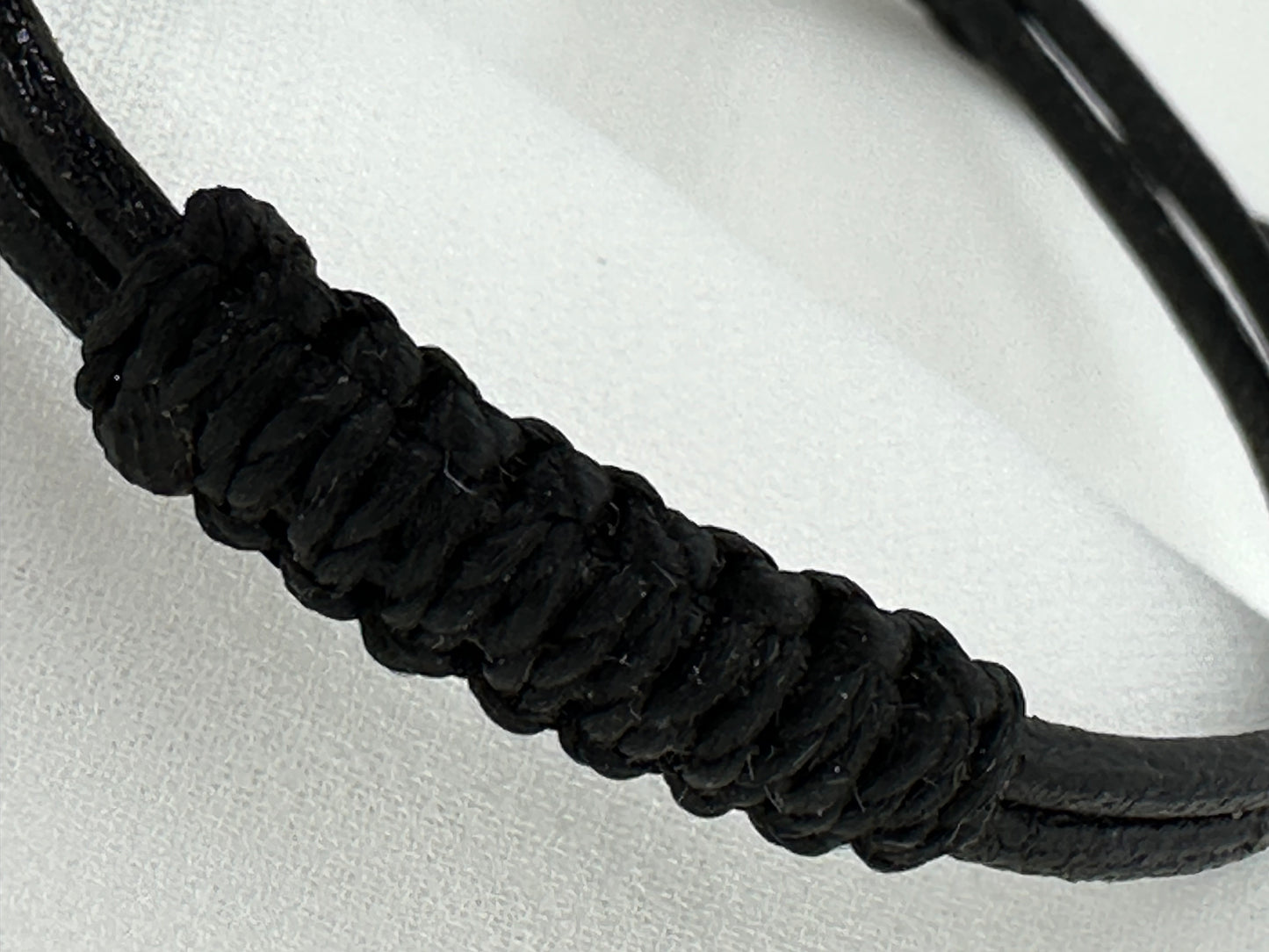 Handmade Black Leather Macrame Bracelet