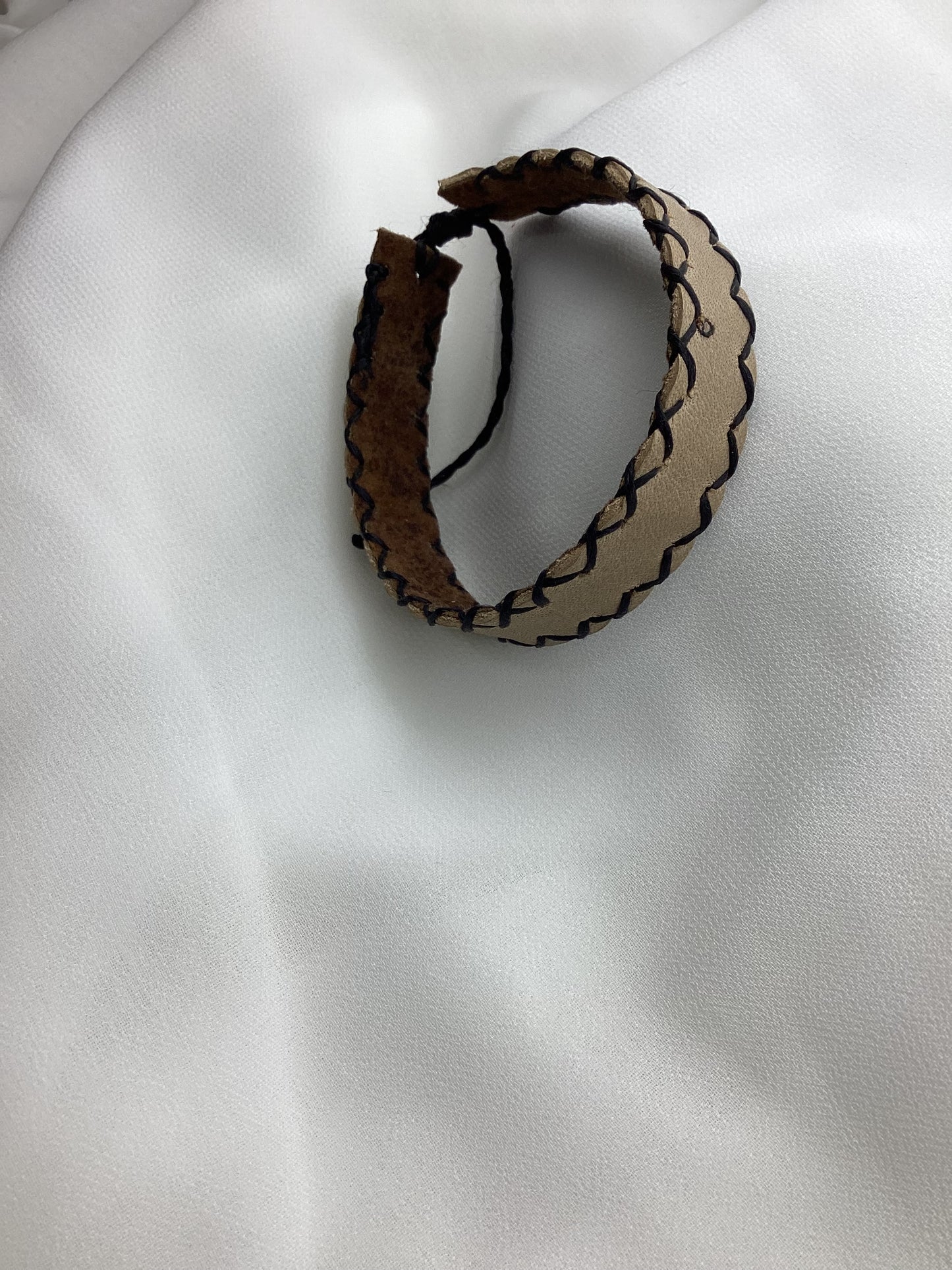 Boho Leather Cuff Bracelet Zigzag Stitch | Handmade Guatemala