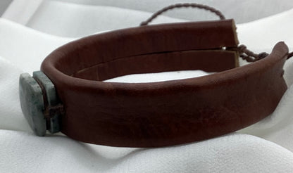 Leather & Jade Cuff Bracelet