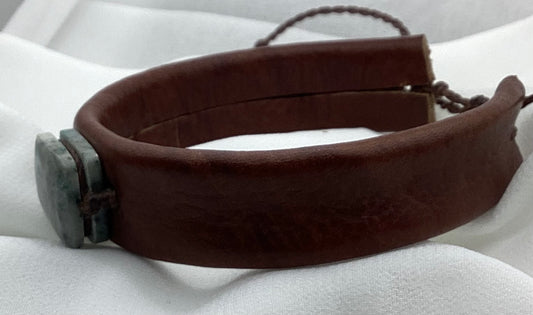 Leather & Jade Cuff Bracelet