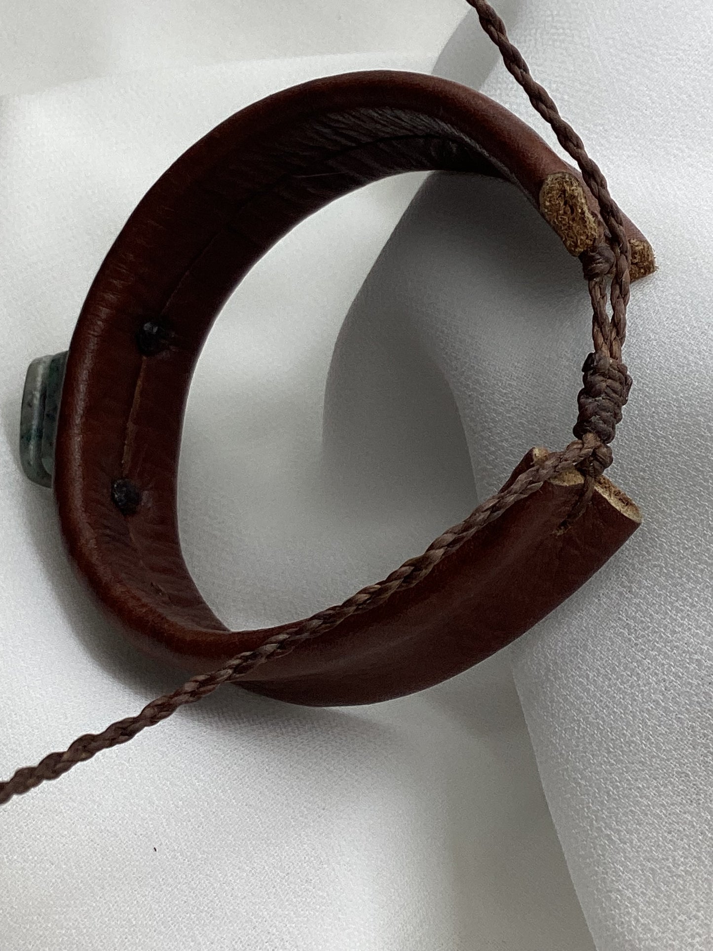 Leather & Jade Cuff Bracelet
