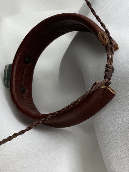 Leather & Jade Cuff Bracelet