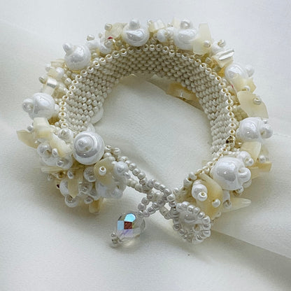 Handcrafted White Seed Bead Bracelet
