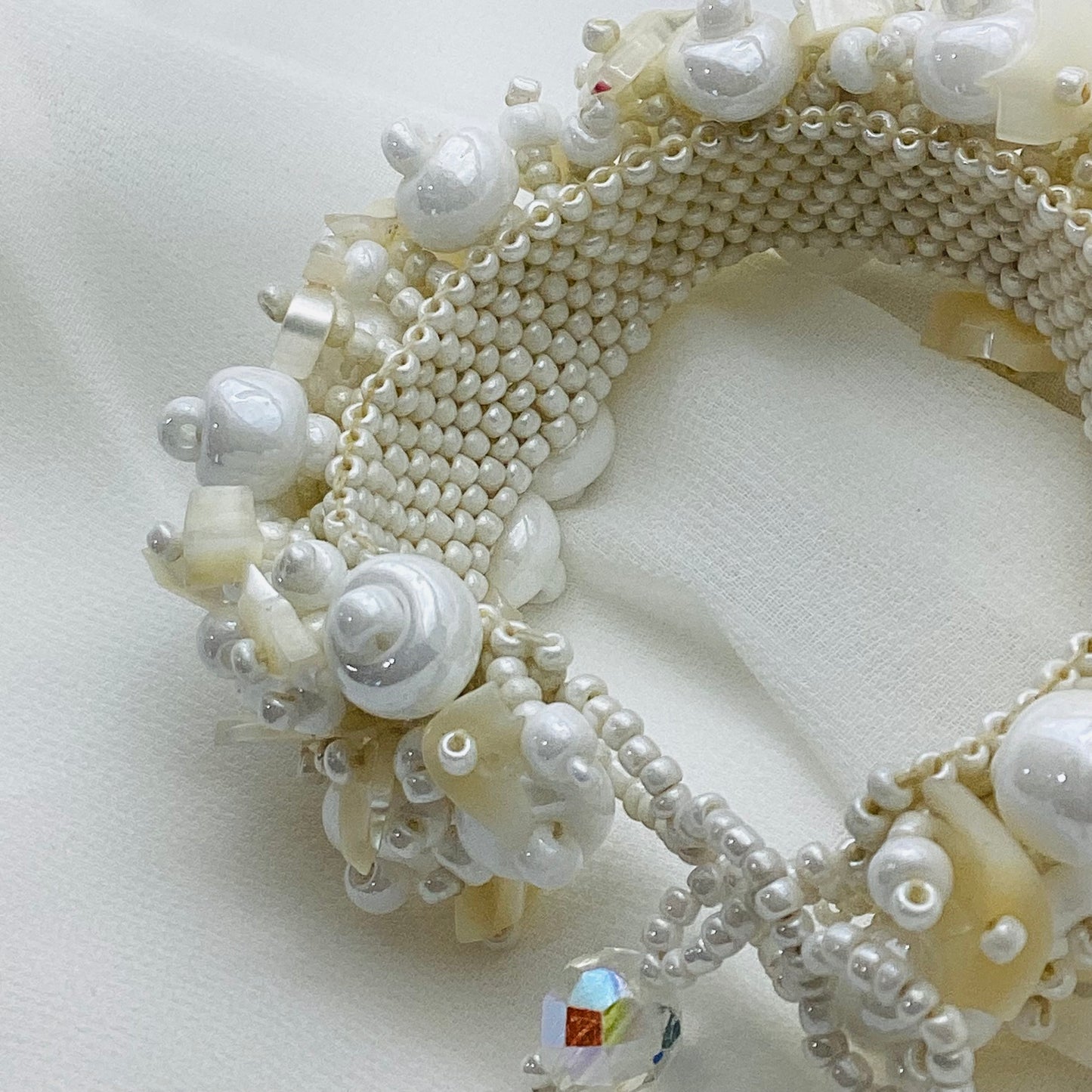 Handcrafted White Seed Bead Bracelet