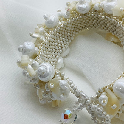 Handcrafted White Seed Bead Bracelet