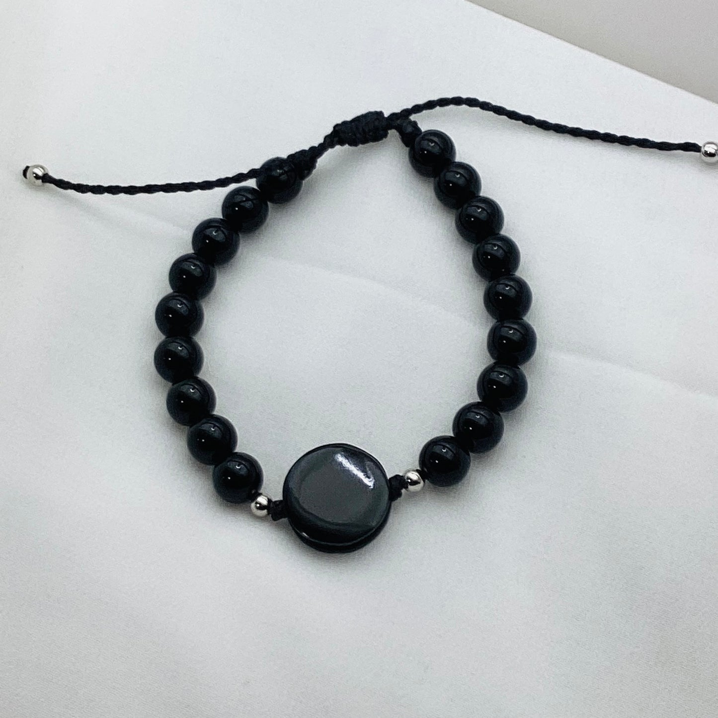 Black Stone & Jade Handcrafted Bracelet