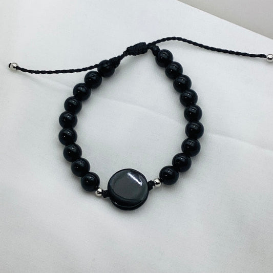 Black Stone & Jade Handcrafted Bracelet