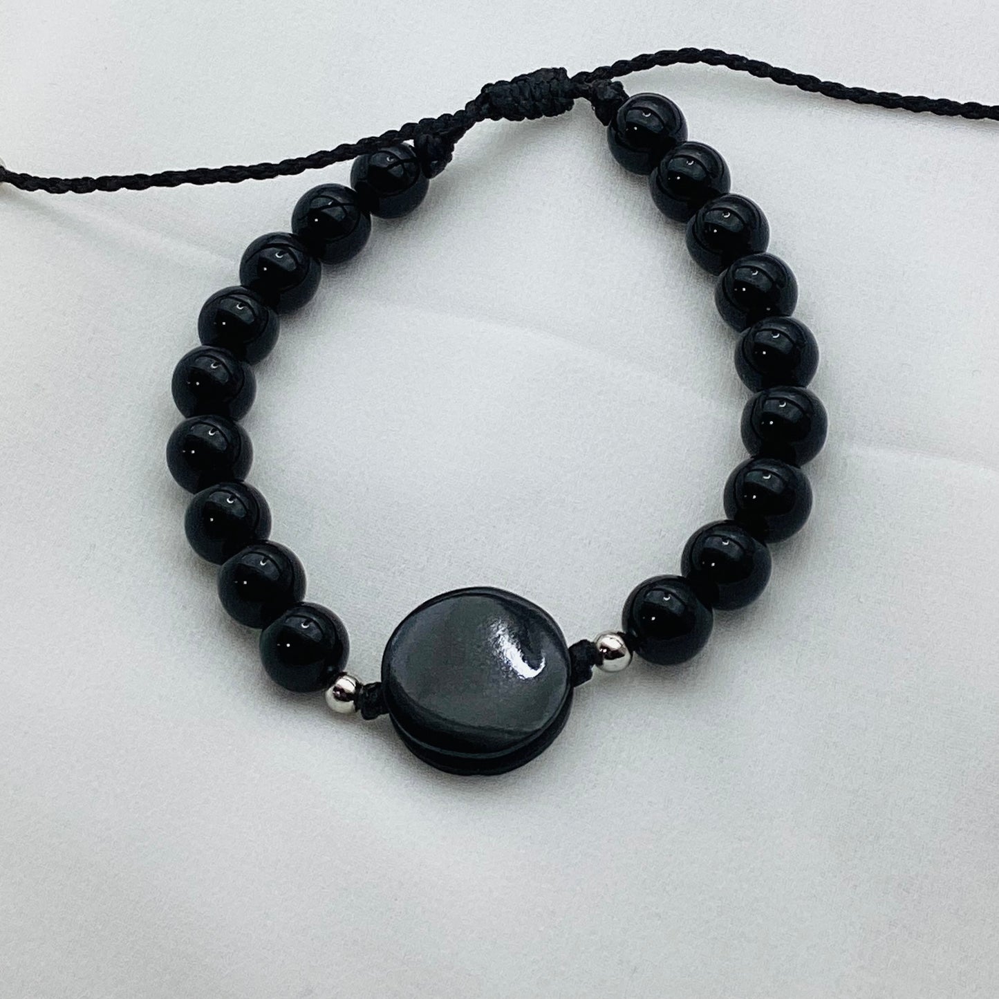 Black Stone & Jade Handcrafted Bracelet